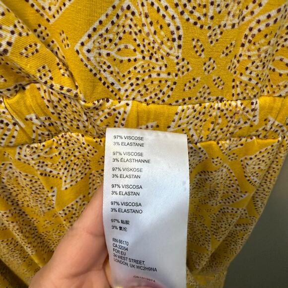 Maeve Size Medium V Neck Fete Midi Dress Handkerchief Hem Yellow Floral Summer - Picture 8 of 9